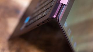 A photograph of the Samsung Galaxy Book2 Pro 360's ports