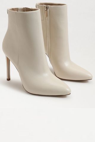 heeled white boots
