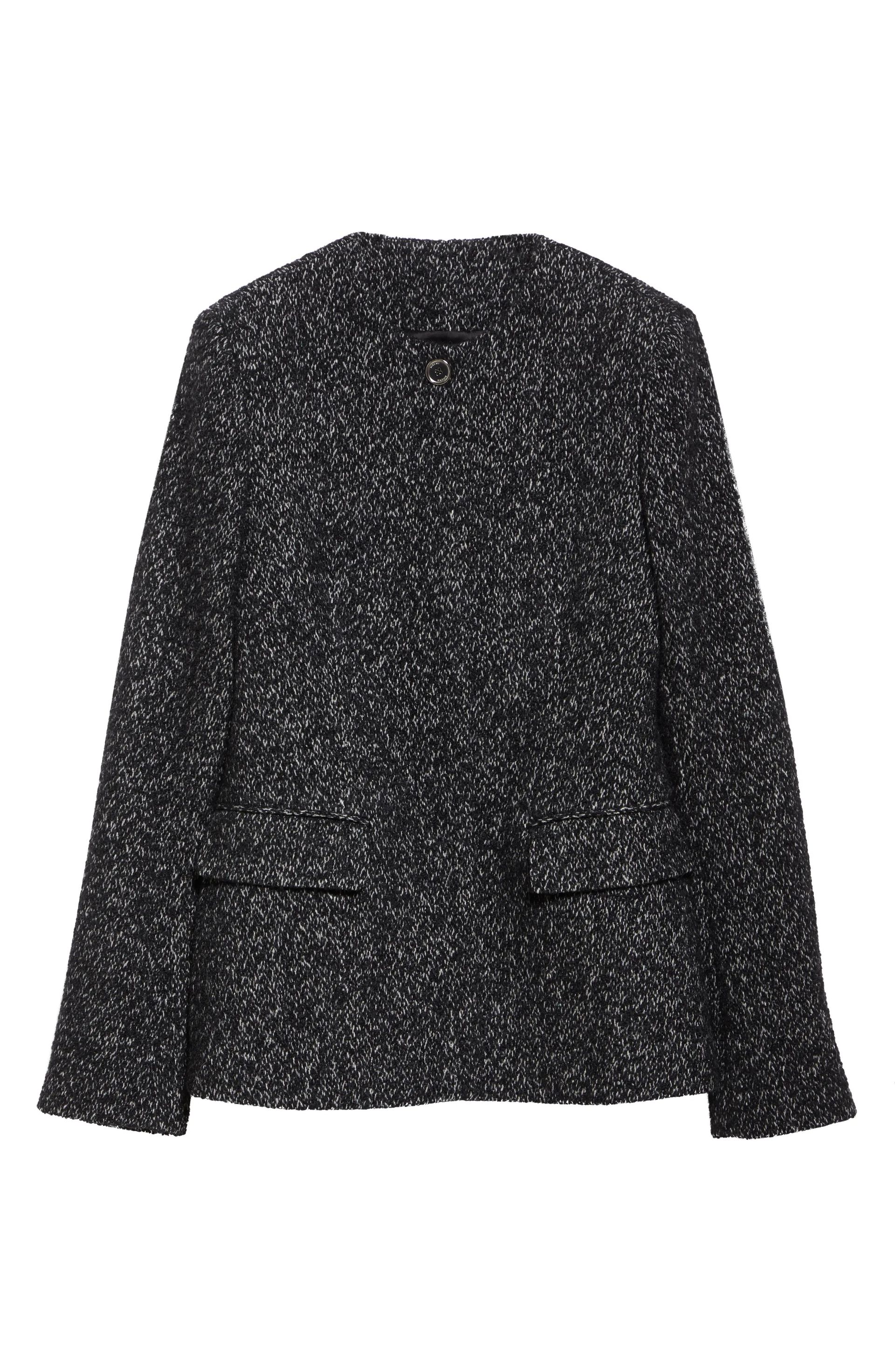 Collarless Cinched Wool Blend Jacket