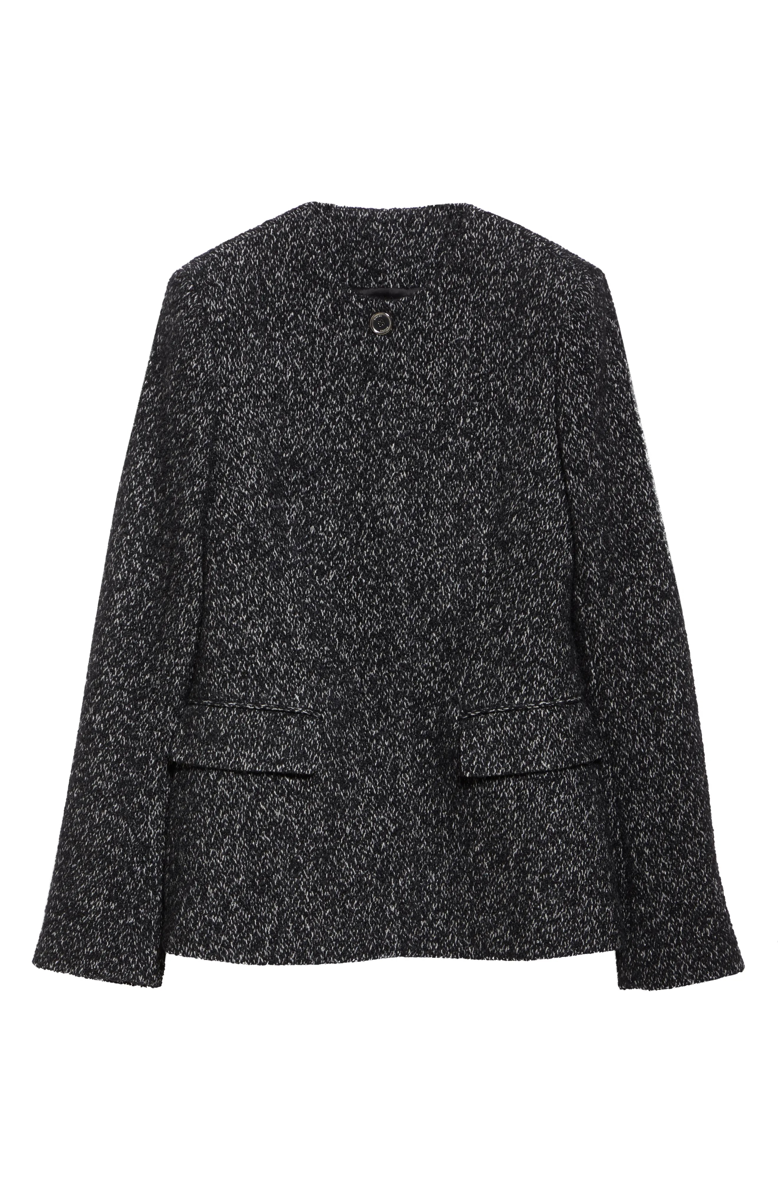 Collarless Cinched Wool Blend Jacket
