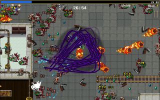 explosion of spell effects on the dairy level in Vampire Survivors