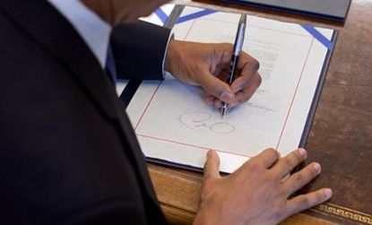 President Obama, who's left-handed, signs papers in the Oval Office: Studies suggest that lefties are more restrained decision makers than their right-handed counterparts. 