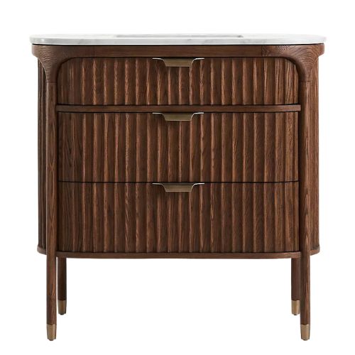Anthropologie, The Isla Marble-Top Fluted-Wood Single-Bathroom Vanity