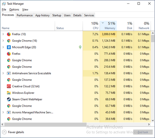A 32GB test system running most of my open apps and tabs but few of my services, which typically bump use to 59%.