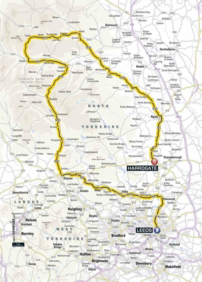 Stage 1 of the 2014 Tour de France, from Leeds to Harrogate.
