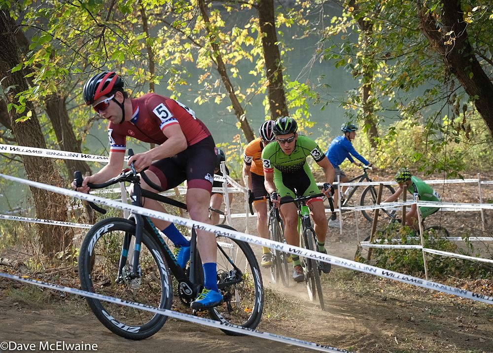 Tobin Ortenblad (Santa Cruz) chasing Hyde while riding in the woods along the river