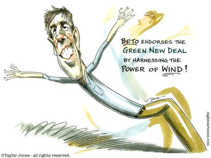 Political Cartoon U.S. Beto ORourke Green new deal