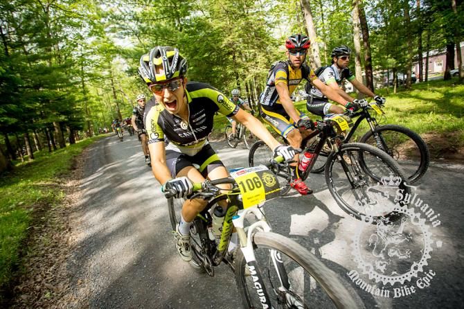 Sonya Looney riding at the beginning of the stage.