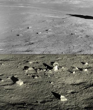 Another view of the scenery around the landing site for Chang'e-4, China's lunar lander.