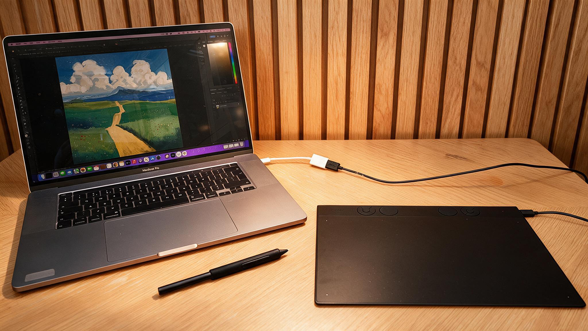 Drawing tablets on a wooden table