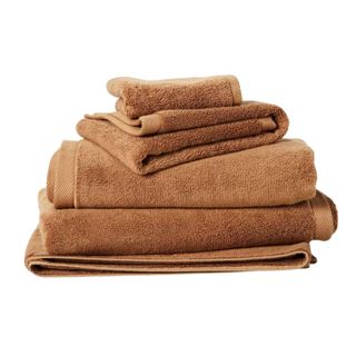 A warm brown bathroom towel