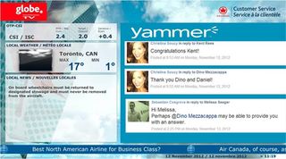 Air Canada's Digital Signage Network with Yammerfall Feed, Powered by X2O Media
