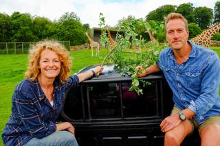 Kate Humble and Ben Fogle with the giraffes in Animal Park.