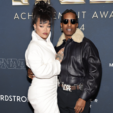 Rihanna wore a white gown on the red carpet with a$ap rocky