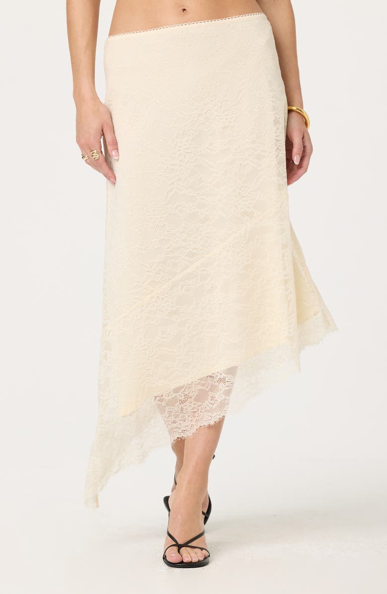 Asymmetric Lace Midi Skirt