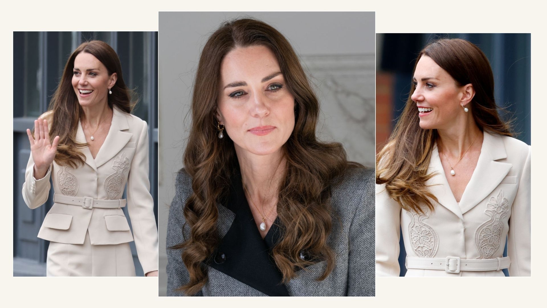 Kate Middleton wearing Monica Vinader pearl necklace