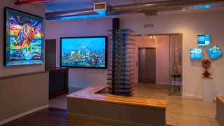 The showroom is separated into a dozen different vignettes that demonstrate how Leyard and Planar displays can be integrated into various commercial settings, with Brightsign media players and Hypersign software running the backend.