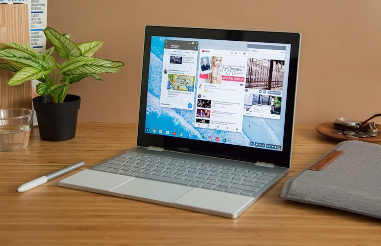 Google Pixelbook open on a desk