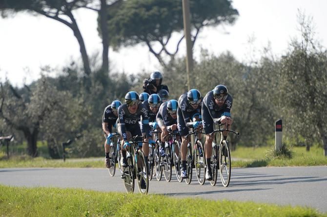 Team Sky in the Tirreno-Adriatico TTT