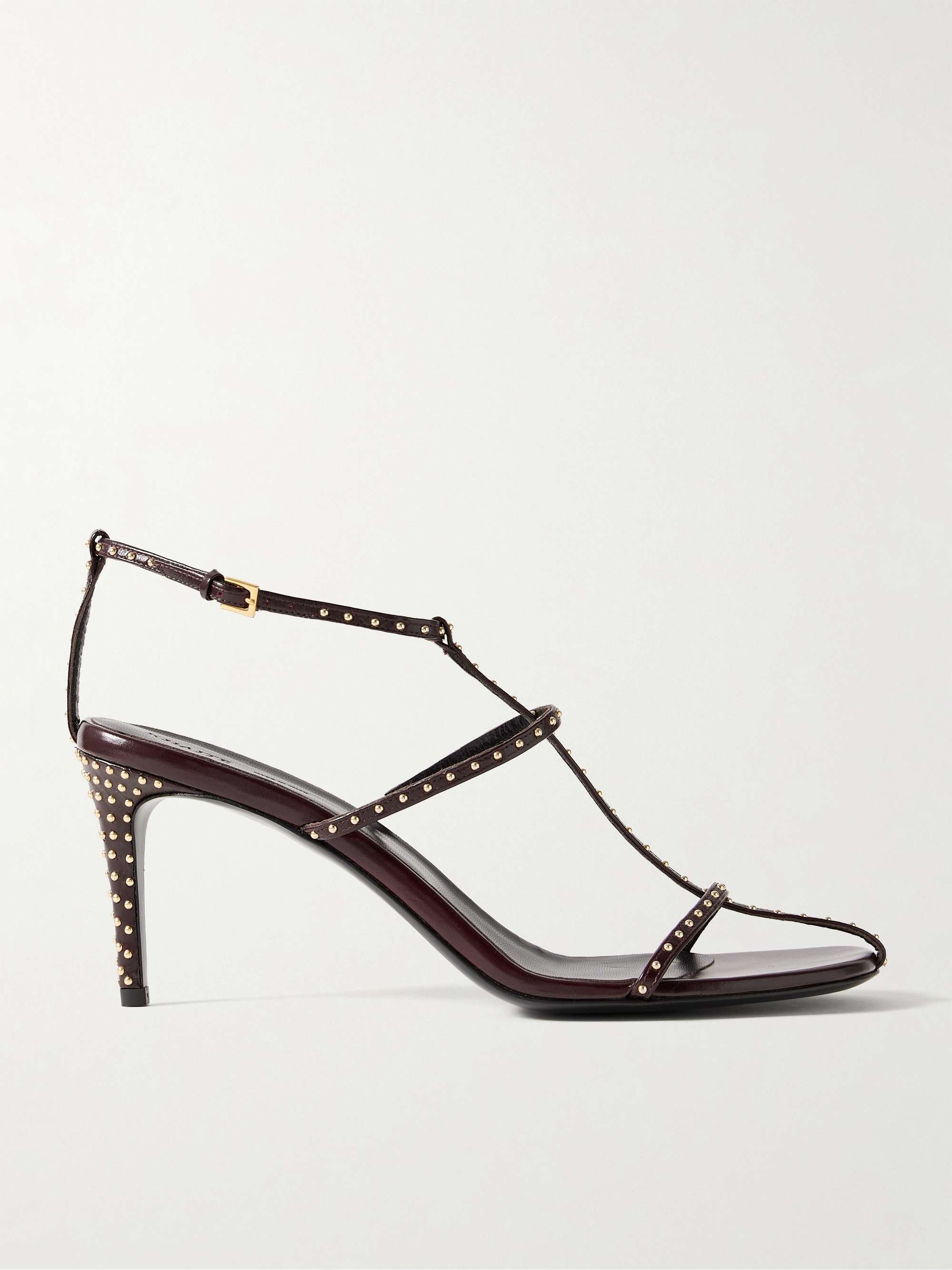 Cage Studded Glossed-Leather Sandals