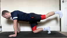 James Frew performing a Pilates workout