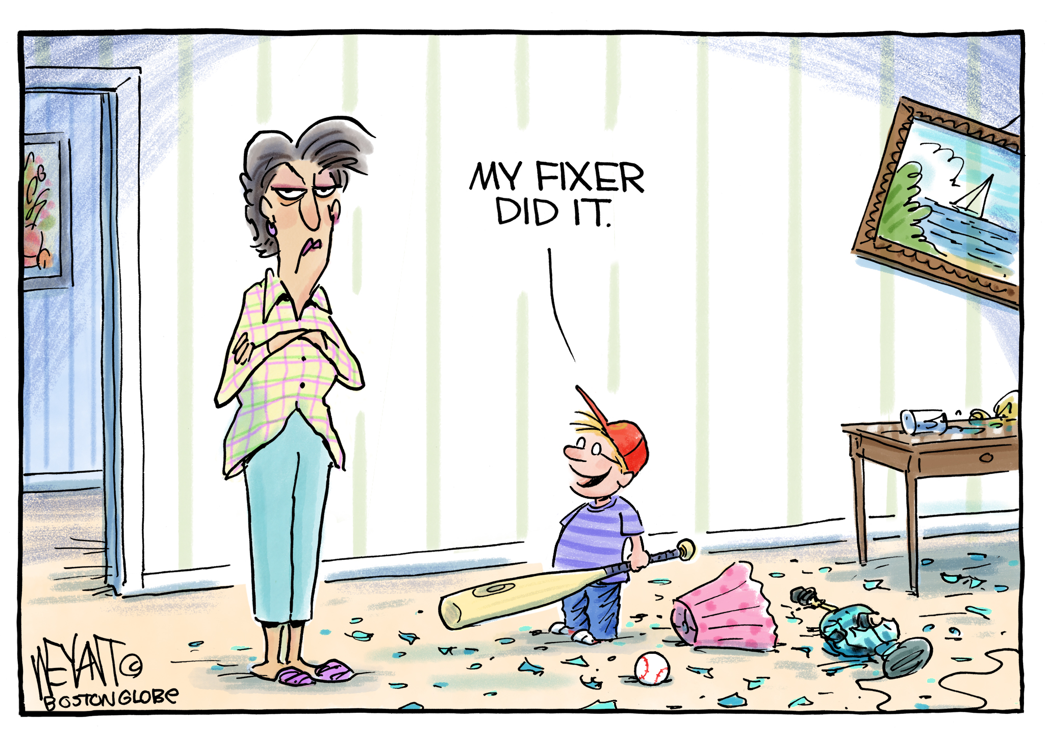Political cartoon U.S. Trump Michael Cohen testimony fixer