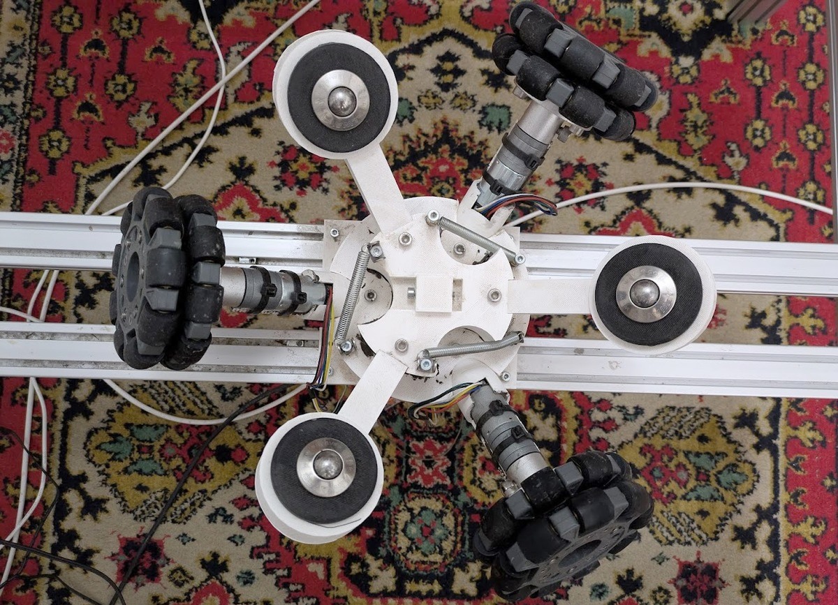 A photograph of the rig that holds the ball device allowing rats to move in Doom.