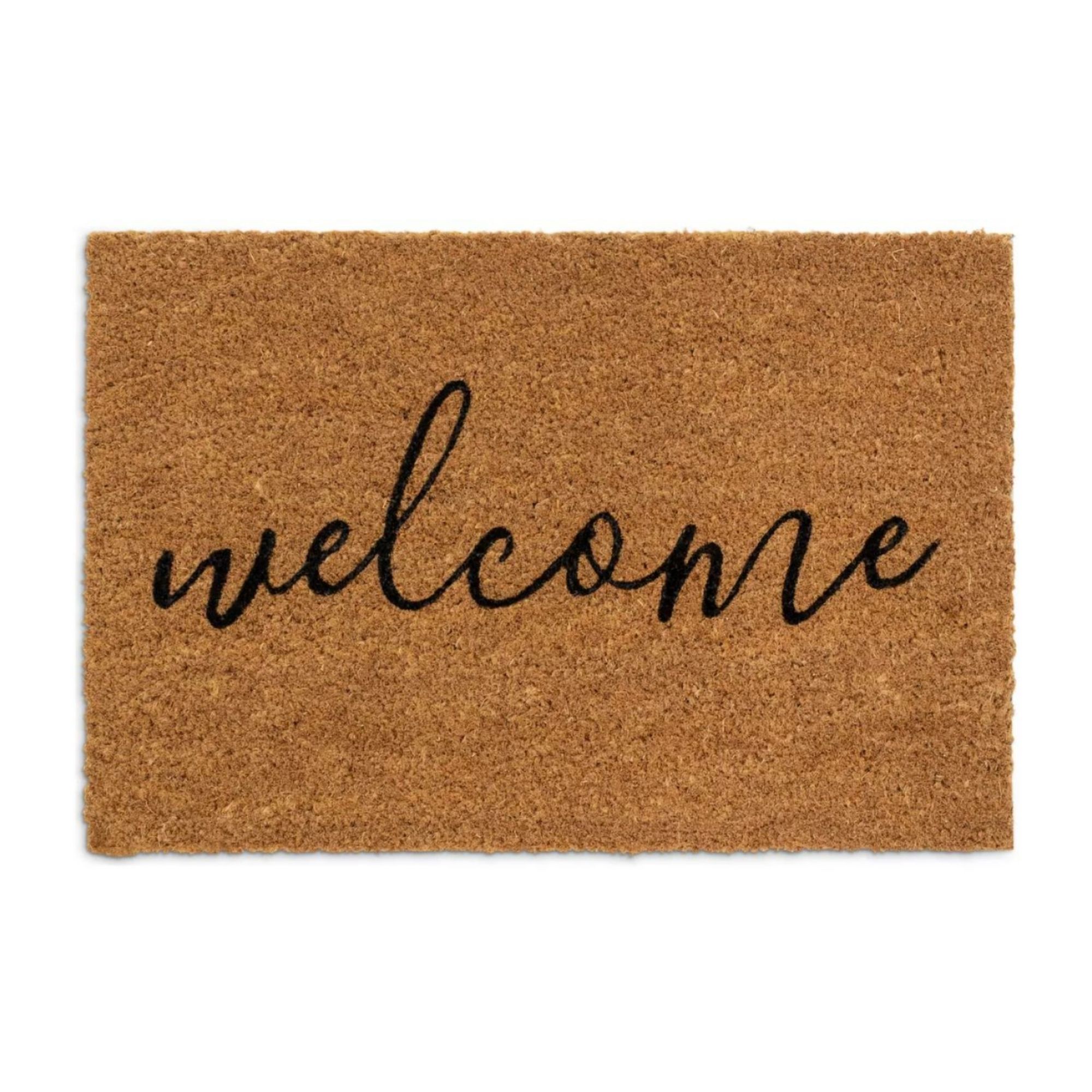 Welcome Natural &amp;amp; Black Short Pile Doormat