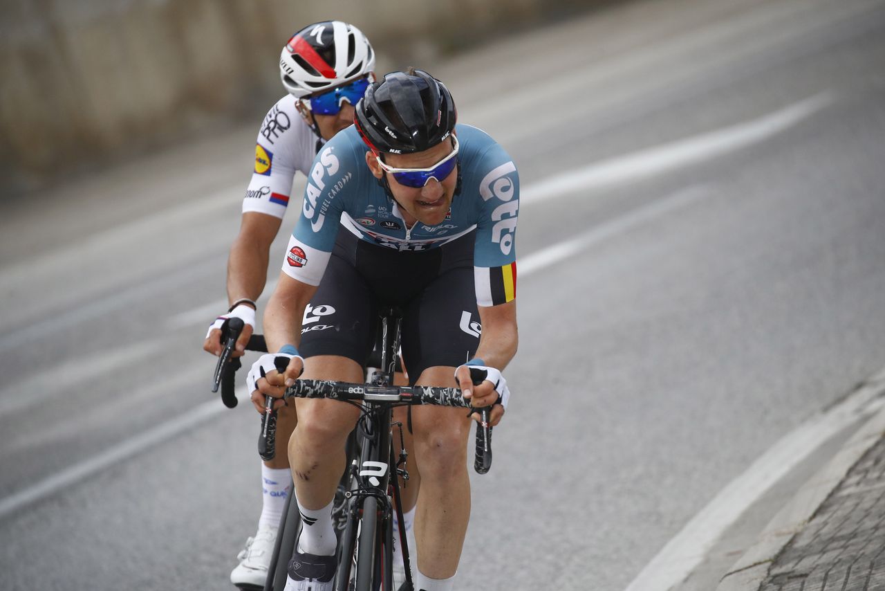 Tim Wellens with Stybar for company in the closing kilometres