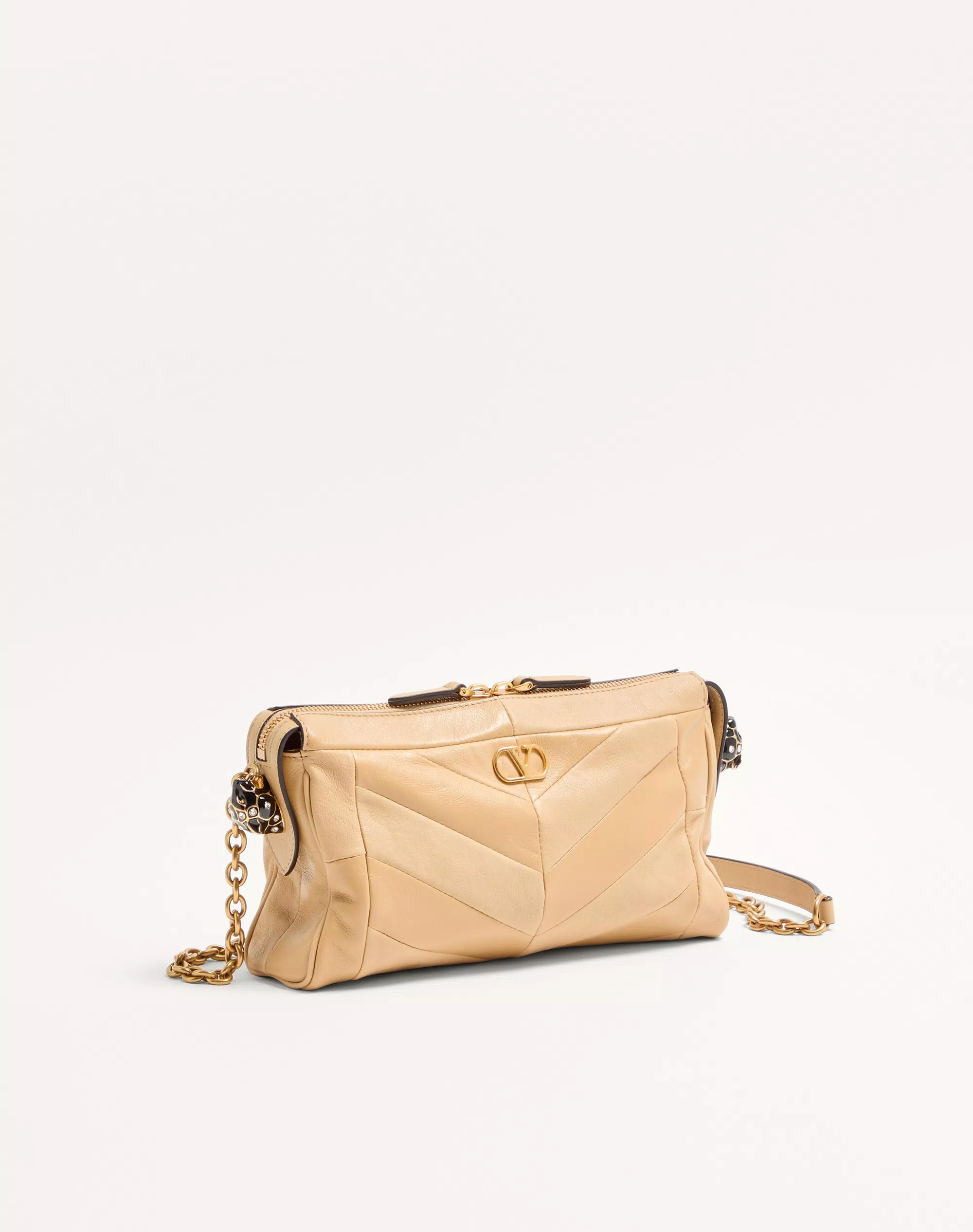 Valentino Garavani, Valentino Garavani Panthea Small Shoulder Bag In Nappa Leather With A Chevron Pattern