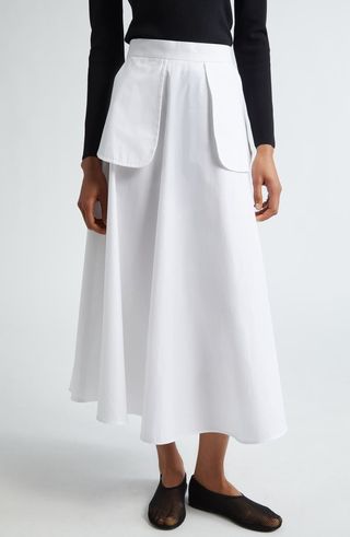 External Pocket High Waist A-Line Maxi Skirt