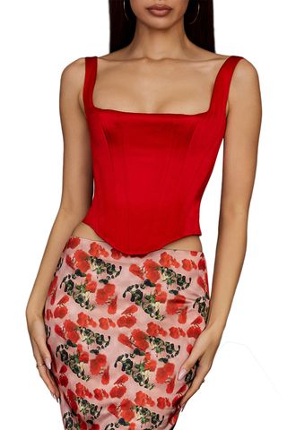 House of CB Rafa Satin Longline Corset Top