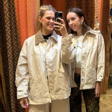 Two women wear the Free People Cori Waxed Jacket