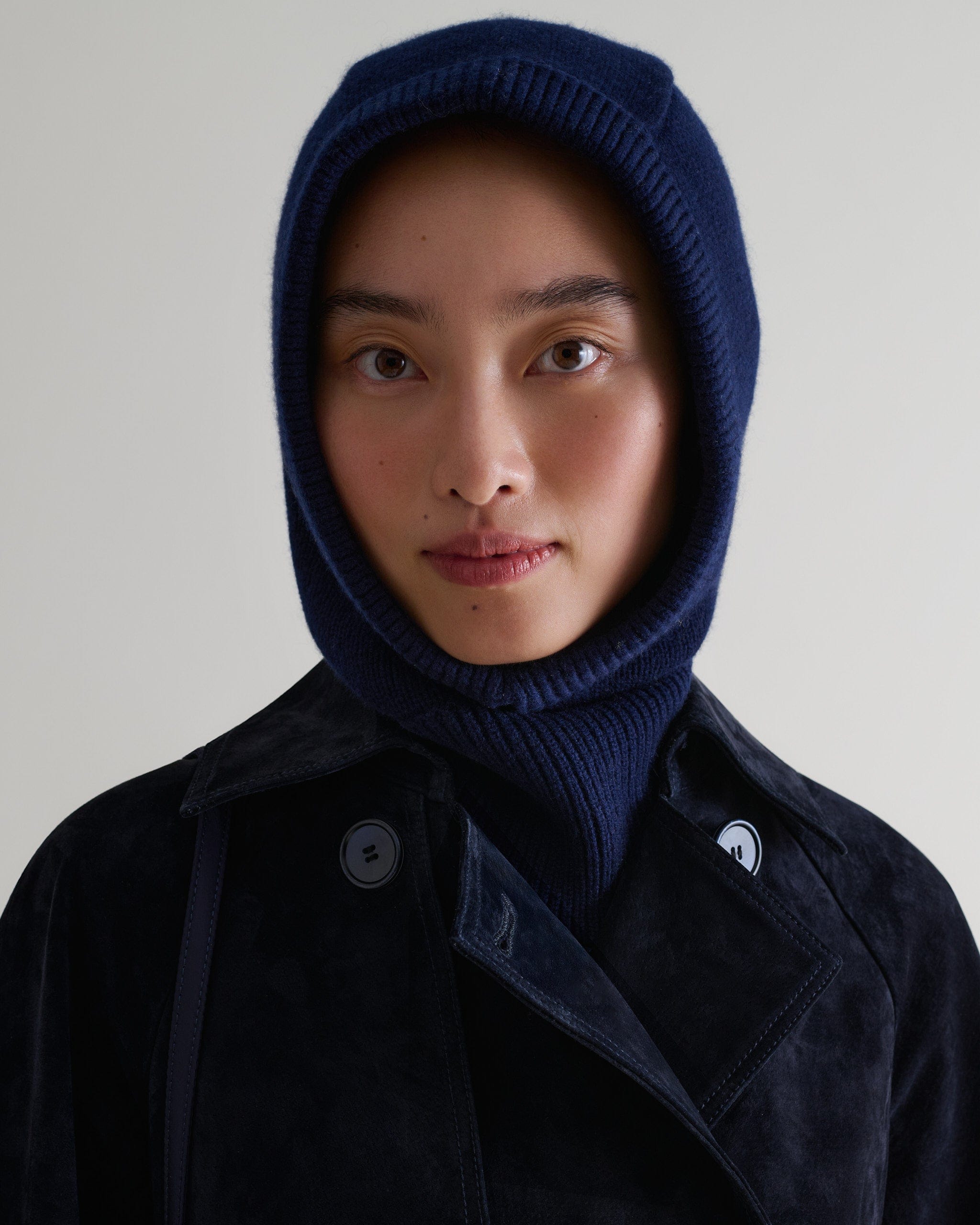 Navy Cashmere Merino Knitted Hood | Rise &amp;amp; Fall
