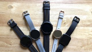 An array of different Garmin smartwatches
