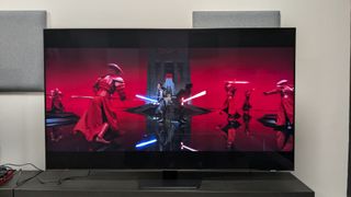 Samsung QN90D with Star Wars The Last Jedi on screen