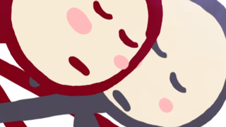 Stick figures close their eyes and embrace