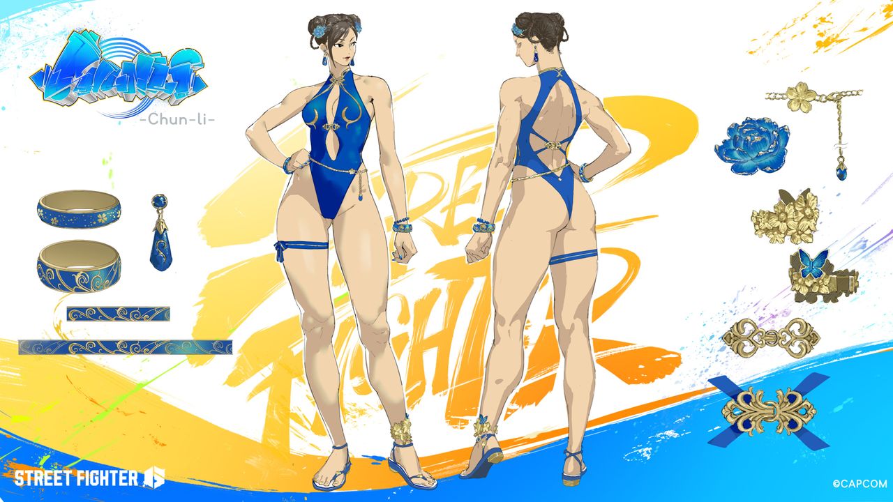 Concept art of Chun-Li in Street Fighter 6 wearing a swimsuit