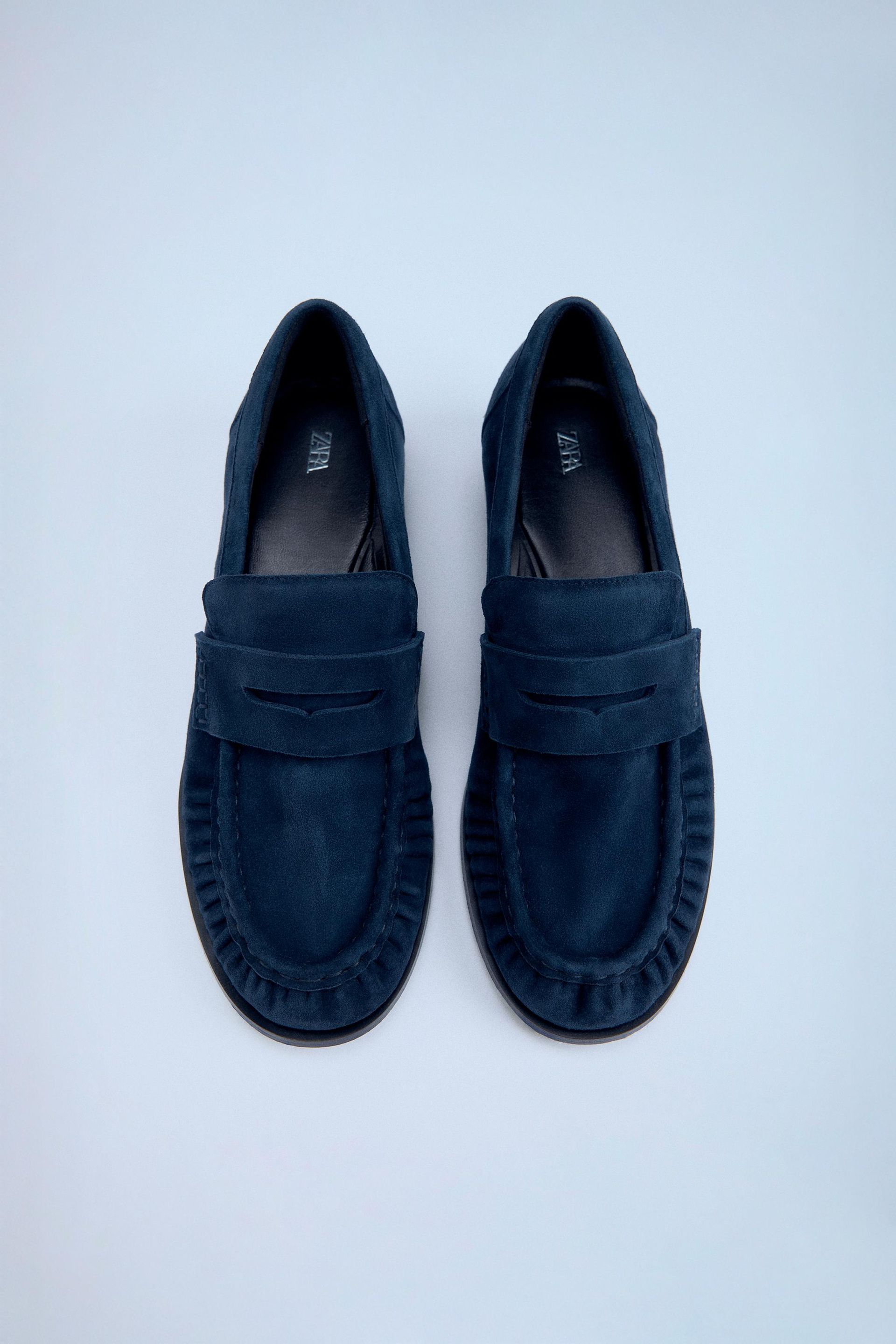 Ruched Split Suede Loafers