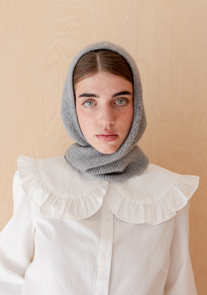 Merino Hood in Grey Two-Tone