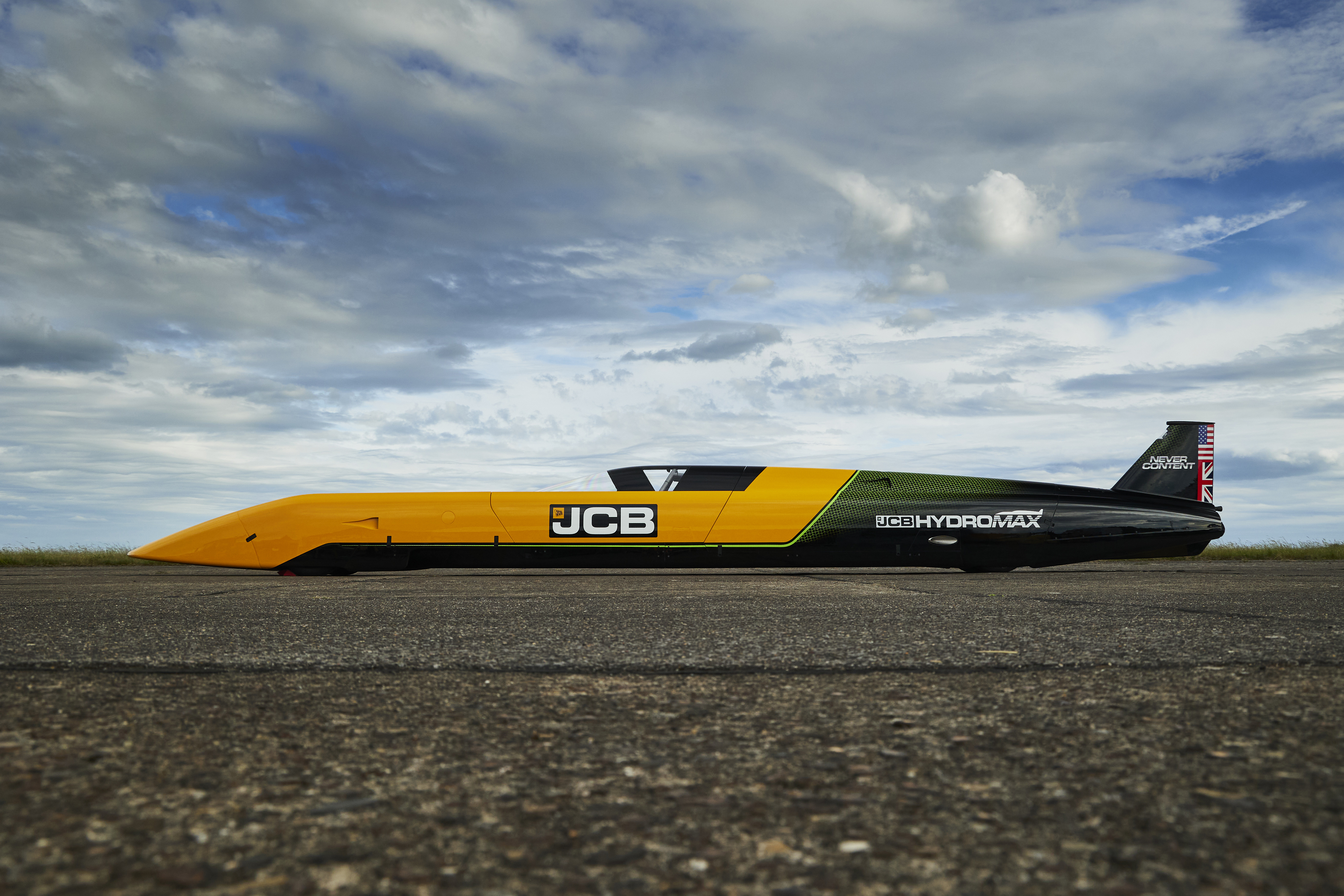 Views of the JCB Hydromax, which is yellow and pointy