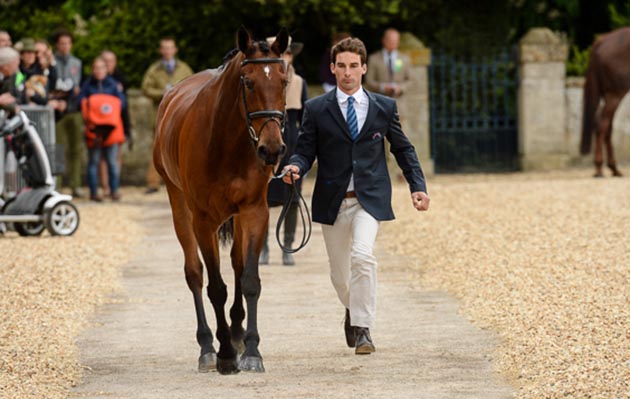 Aster Nicolas with Piaf De B'Neville during the first Horse Inspection at The Mitsubishi Motors Badminton Horse Trials at Badminton House in the Village of Badminton in South Gloucestershire in the UK on the 3rd May 2017
