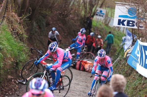 Lampre struggle up the climb