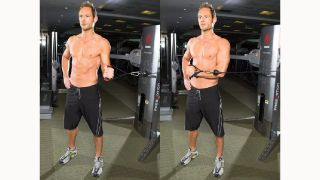 Internal cable rotation shoulder exercise