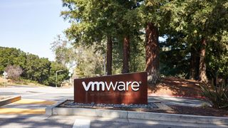 The entrance sign at VMware&amp;#039;s headquarters in Palo Alto