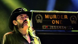 A picture of Lemmy on stage with his Murder One amp