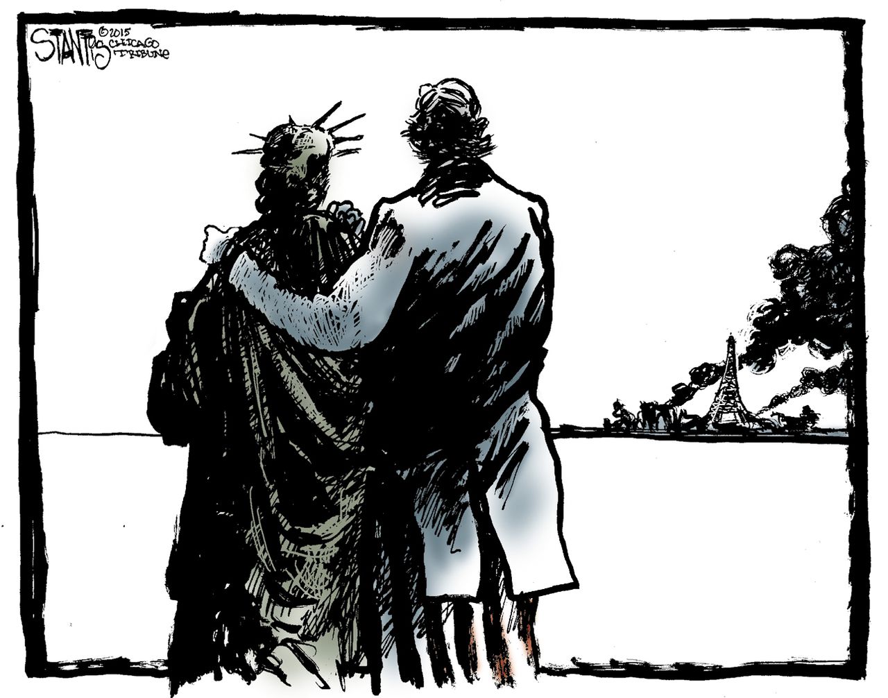 Editorial cartoon Paris Attacks U.S. World