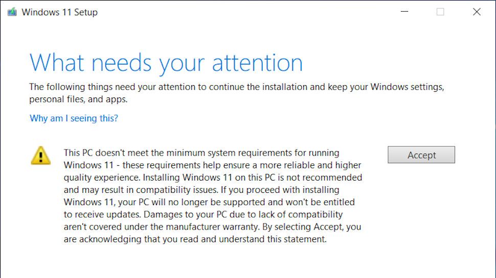 Windows 11 warning mentions possible ‘damage’ to unsupported PCs ...