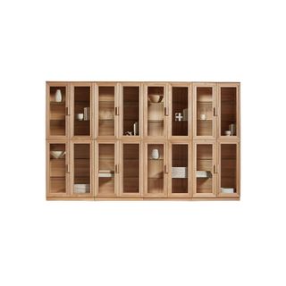 large modular display cabinet in elm wood