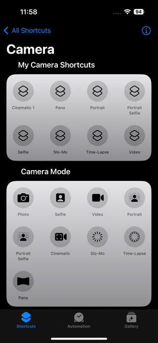 iOS 17 Camera Mode Shortcuts